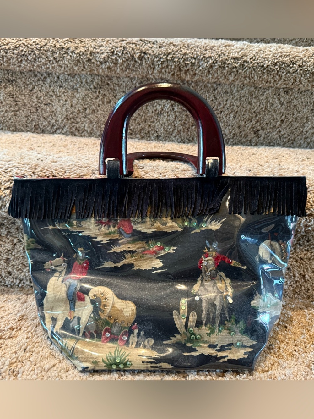 Mary Mary Earth Western Cowboy Horse Fringe Rhinestone Y2K Handbag